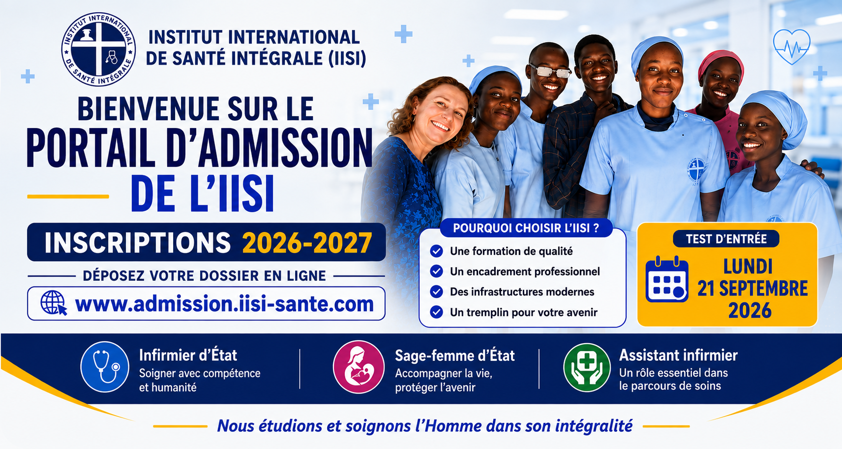 Bienvenue sur le portail d’admission de l’IISI — inscriptions 2026-2027, test d’entrée le lundi 21 septembre 2026